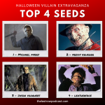 Top Seeds for The Last Row Podcast Halloween Villain Extravaganza (Michael Myers, Freddy Krueger, Jason Voorhees, Leatherface)
